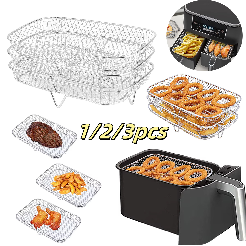 Commercial Kitchen Steamer - 1/2/3pcs Air Fryer Rack Stackable Grilling